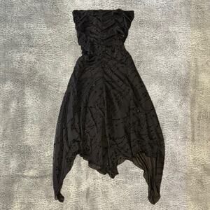 Black Vintage Fairy Hem Shimmering Strapless Dress
